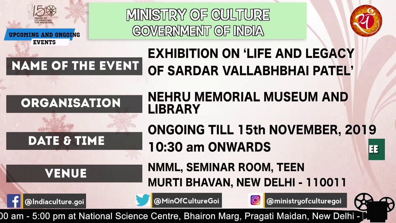 Upcoming and Ongoing events under Ministry of Culture, Government of India in New Delhi