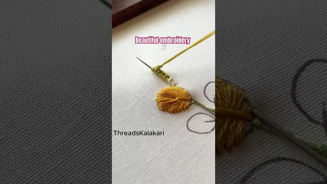 Hand Embroidery designs - flower Design - embroidery for Beginners #shorts #embroidery  #satinstitch