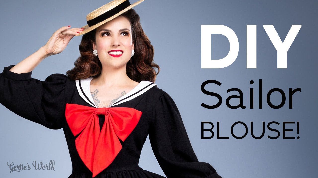 DIY Sailor Blouse: Watch Gertie Sew a Vintage Inspired Nautical Blouse from Charm Patterns Patreon