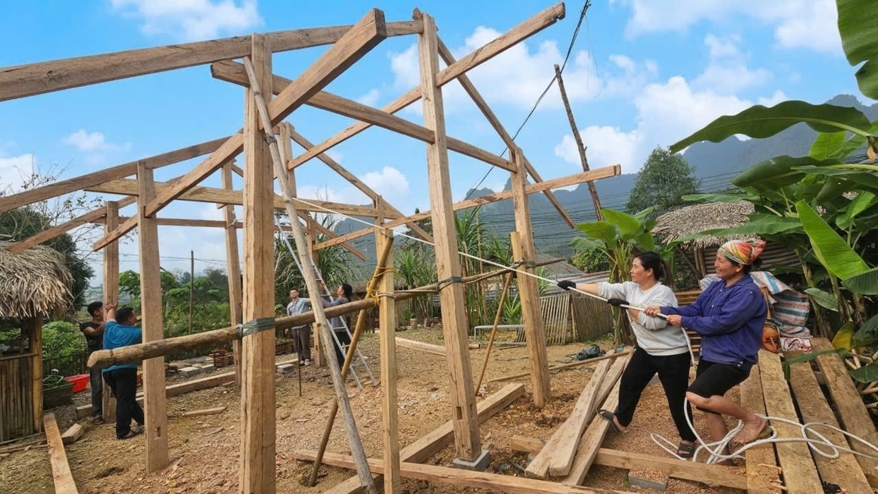 A day of hard work for DAU and PHIN: Helping DAN build a house amidst a peaceful setting.