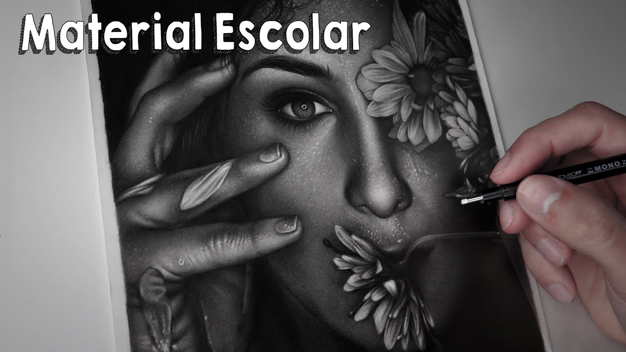 Desenho realista com materiais simples