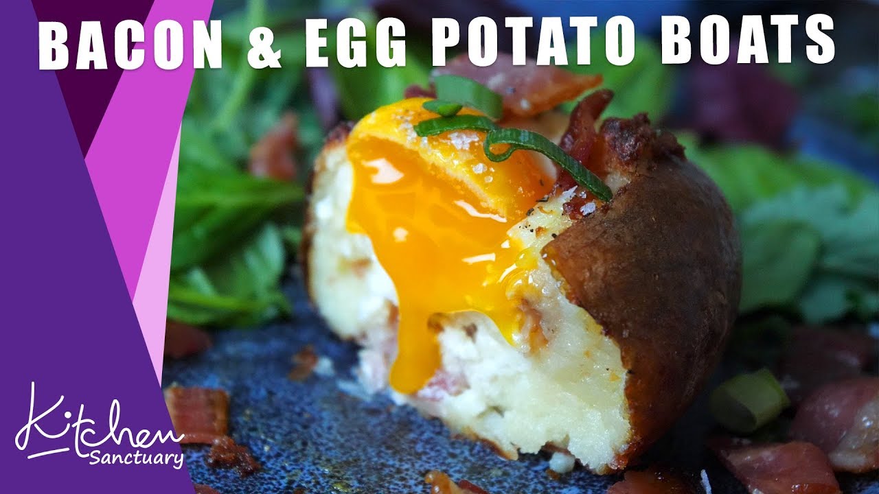 Bacon Egg Stuffed Potatoes + Tip for the perfect runny yolk!