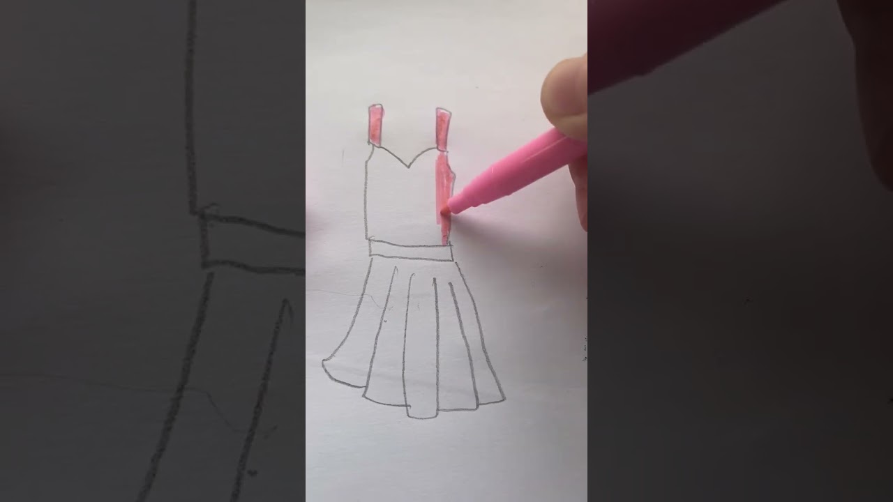 Cute dress idea #long video #drawingtutorial 