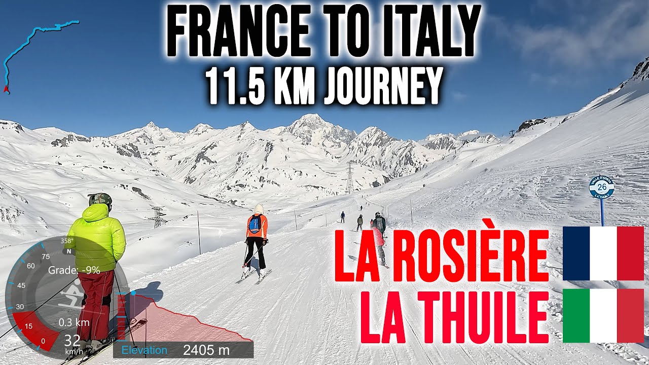 [4K] Skiing La Rosière to La Thuile, 11.5 km Journey, Espace San Bernardo France Italy, GoPro HERO13