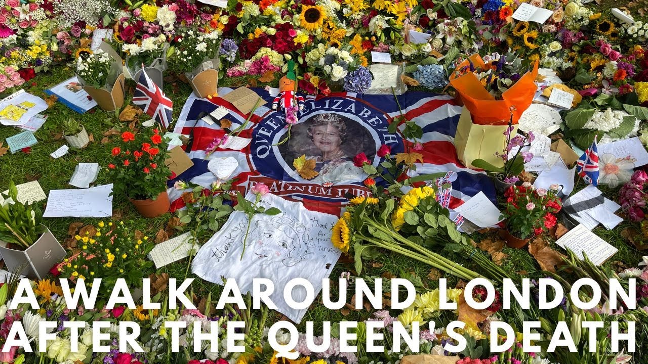 A Walk Around London after the Queen's Death - Piccadilly Circus, Buckingham Palace & Floral Tribute