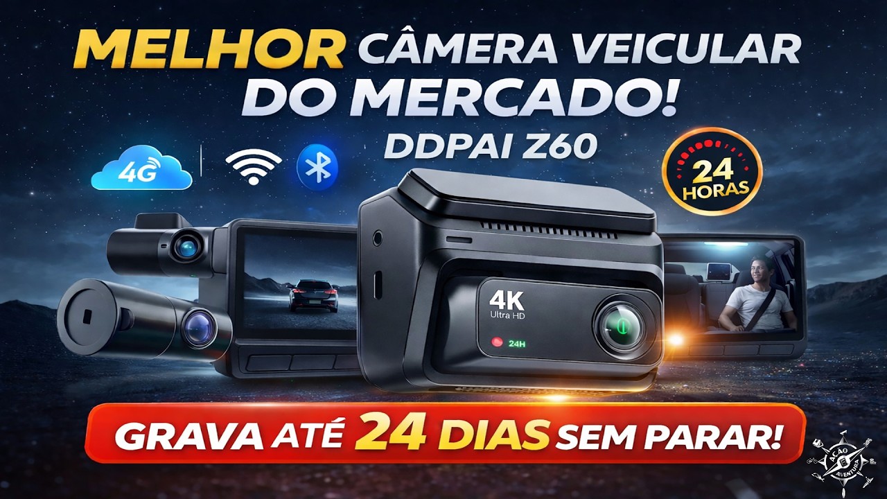 CÂMERA VEICULAR AUTOMOTIVA DDPAI Z60 - A MELHOR CÂMERA VEICULAR DO MERCADO - MONITORA 24 Hr  Por 24D