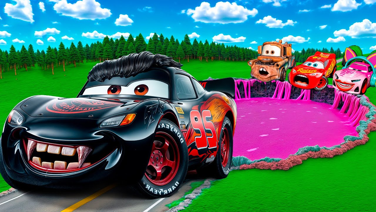 🌈RAINBOW PIT | Big & Small: Lava Lightning Mcqueen & RGB McQueen vs Pixar Cars Battle | BeamNG.drive