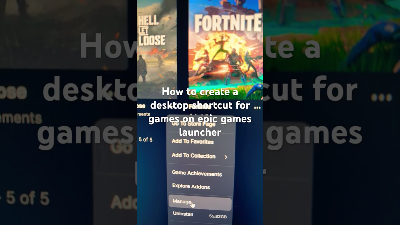 How to create a desktop shortcut for games on epic games launcher