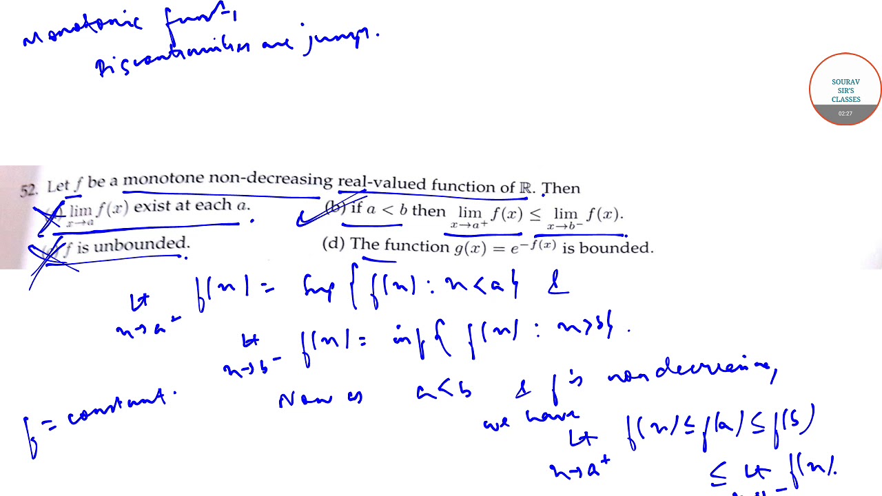 #Real Analysis #Mathematics #CSIR #UGC #NET #JRF Solutions 10  SOURAV SIR'S076 CLASSES 9836793