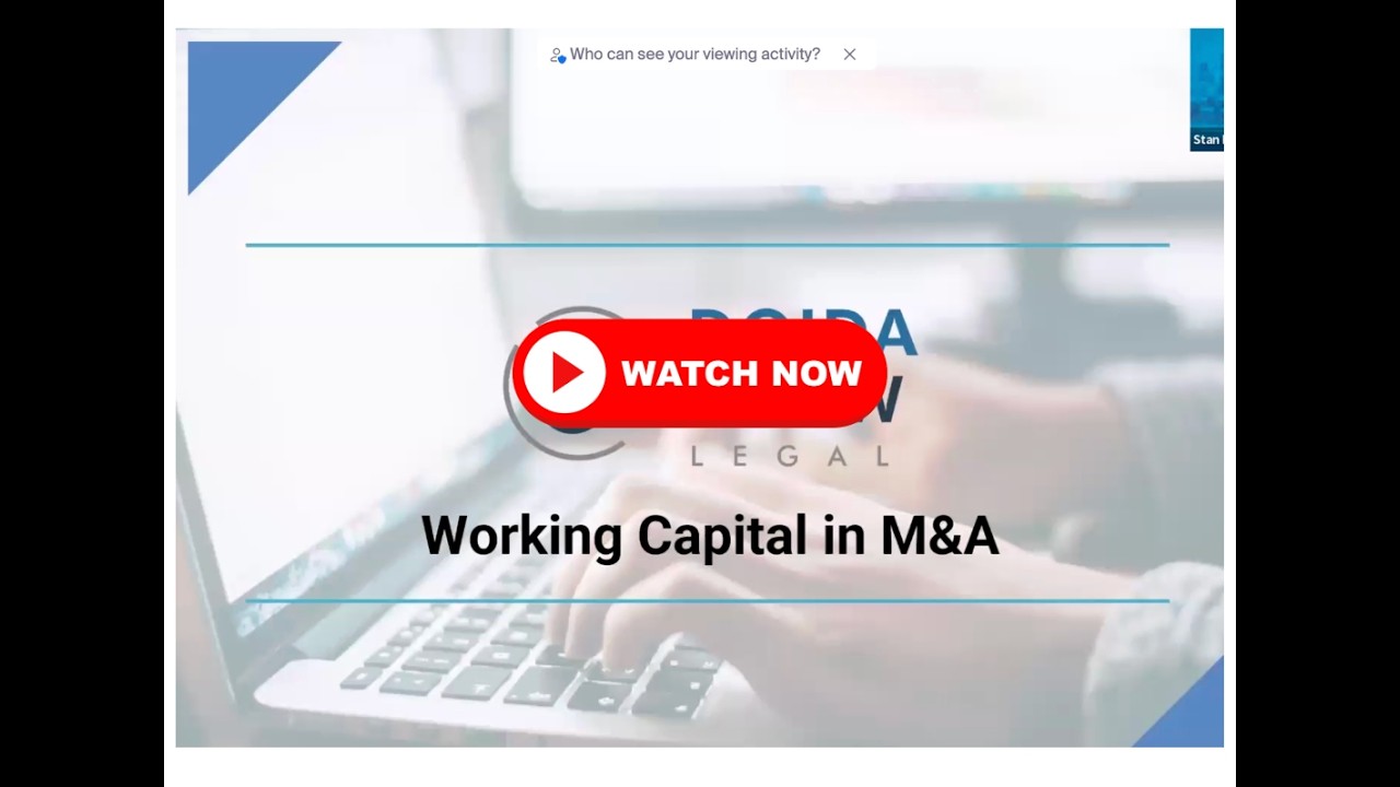 Webinar: Working Capital in Mergers & Acquisitions