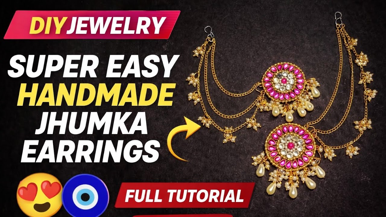 DIY Kundan Earrings 😍/ How to make jhumka Earrings/ Super Easy Handmade jhumka Earrings 😍