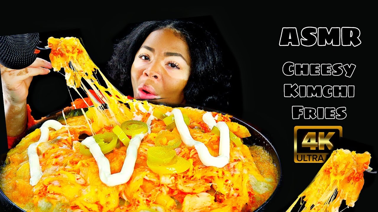 ASMR SPICY CHEESY KIMCHI FRIES MUKBANG | CALM EATING SOUNDS (No talking) 먹방 RECIPE | Mmm ASMR