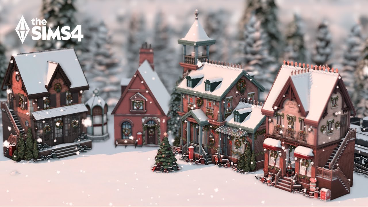 Village des Commerces de Noël 🎄 || Speed Build CC Les Sims 4
