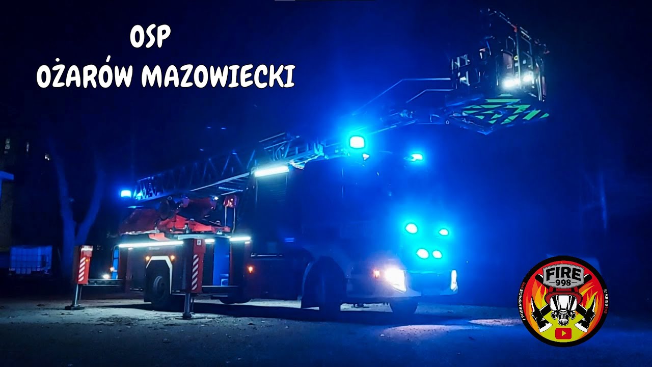 NOWA DRABINA Z OSP OŻARÓW MAZOWIECKI | NOCNY POKAZ WOZU - VOLVO ROSENBAUER