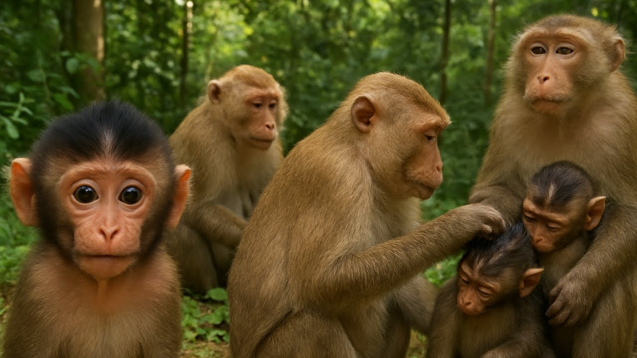 Monkey and Their Younger Child #monkey