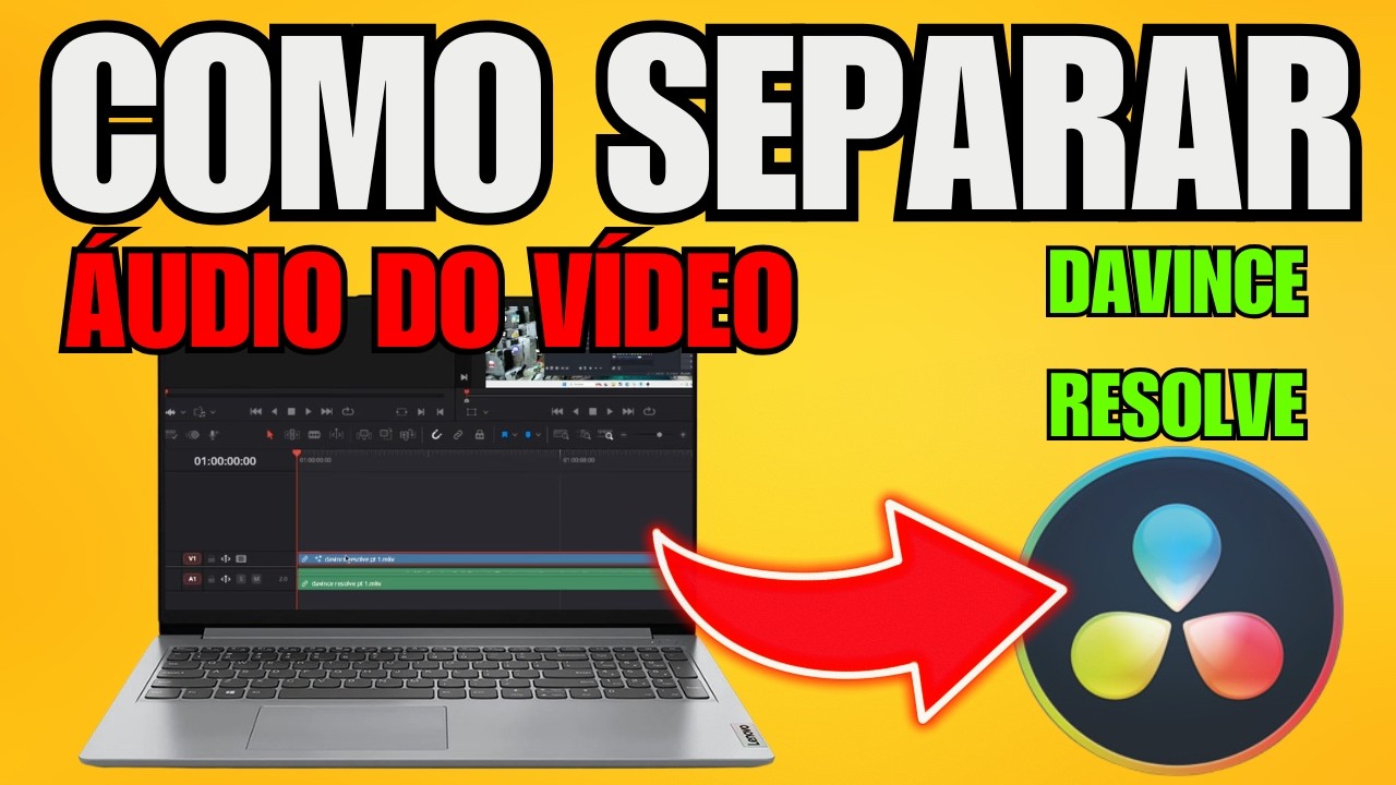 Como Separar O Áudio Do Vídeo  No Davince Resolve 20 (2026) - Passo a Passo