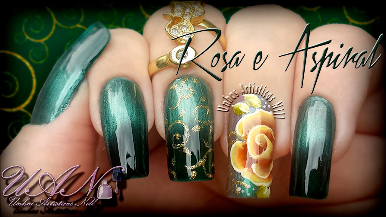 Nail Art One Stroke - Rosa e Aspiral - Unhas Artísticas Nill