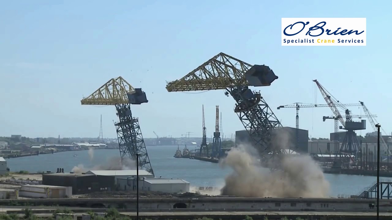 Explosive Demolition of Hammerhead Dockside Cranes - Swan Hunters Shipyard, UK