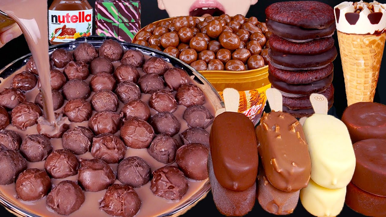 ASMR MALTESERS DUBAI CHOCOLATE ICE CREAM NUTELLA DESSERT MUKBANG두바이 초콜릿 먹방ドバイチョコレート 咀嚼音EATING SOUNDS
