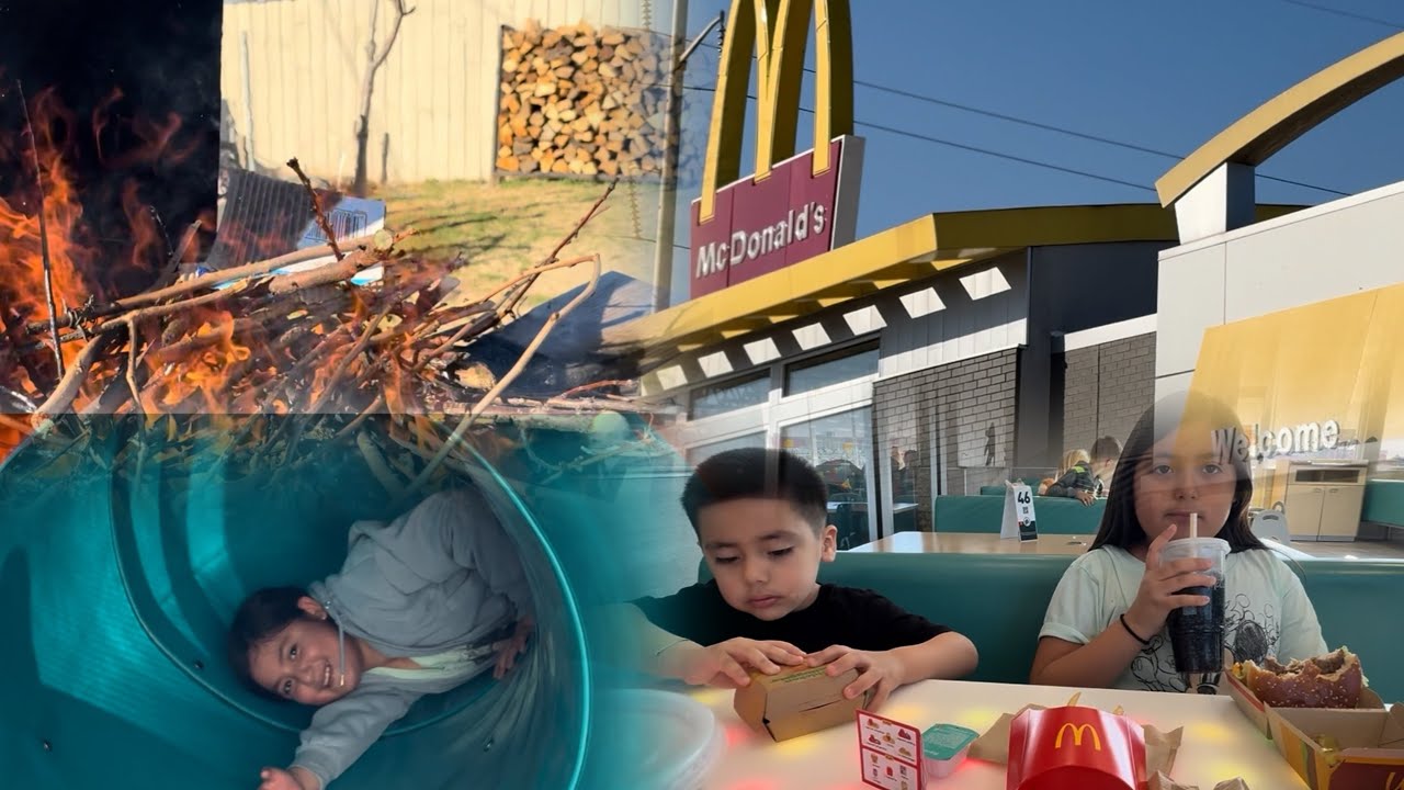 CON MIS NIETOS EN MACDONAL, QUEMANDO UNAS RAMAS 