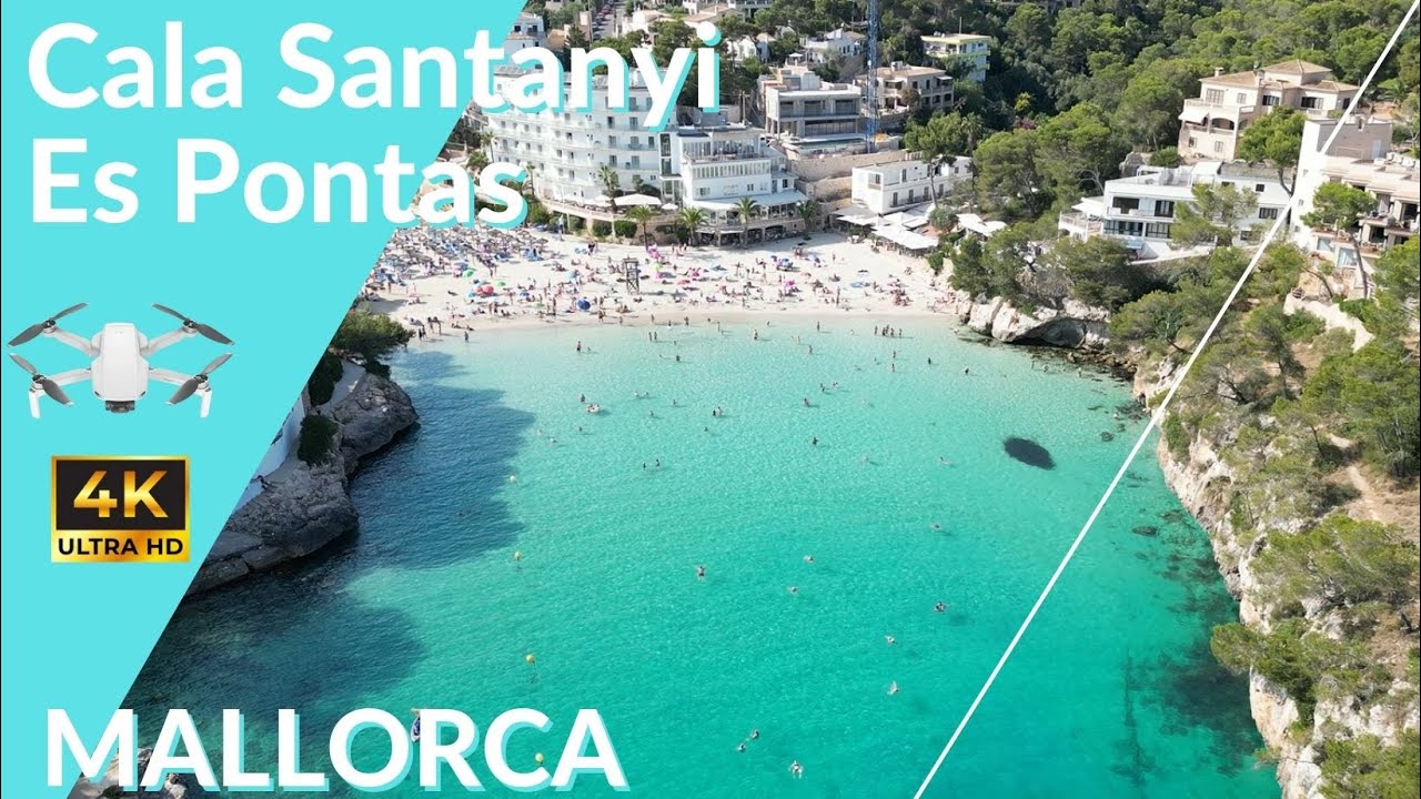 Cala Santanyi - Llombards Mallorca Badebucht - Es Pontas Felsen  4K DJI Mini 3Pro Drohnen Video