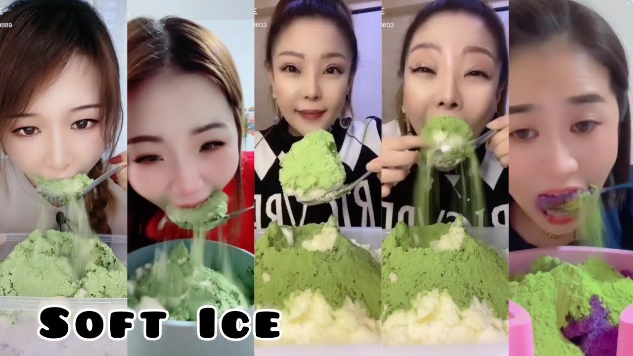 ASM:Heavy Matcha Powder Ice|Crushed 🥣| soft Ice| hard ice|white Ice eating|V-Good Crunchy Ice