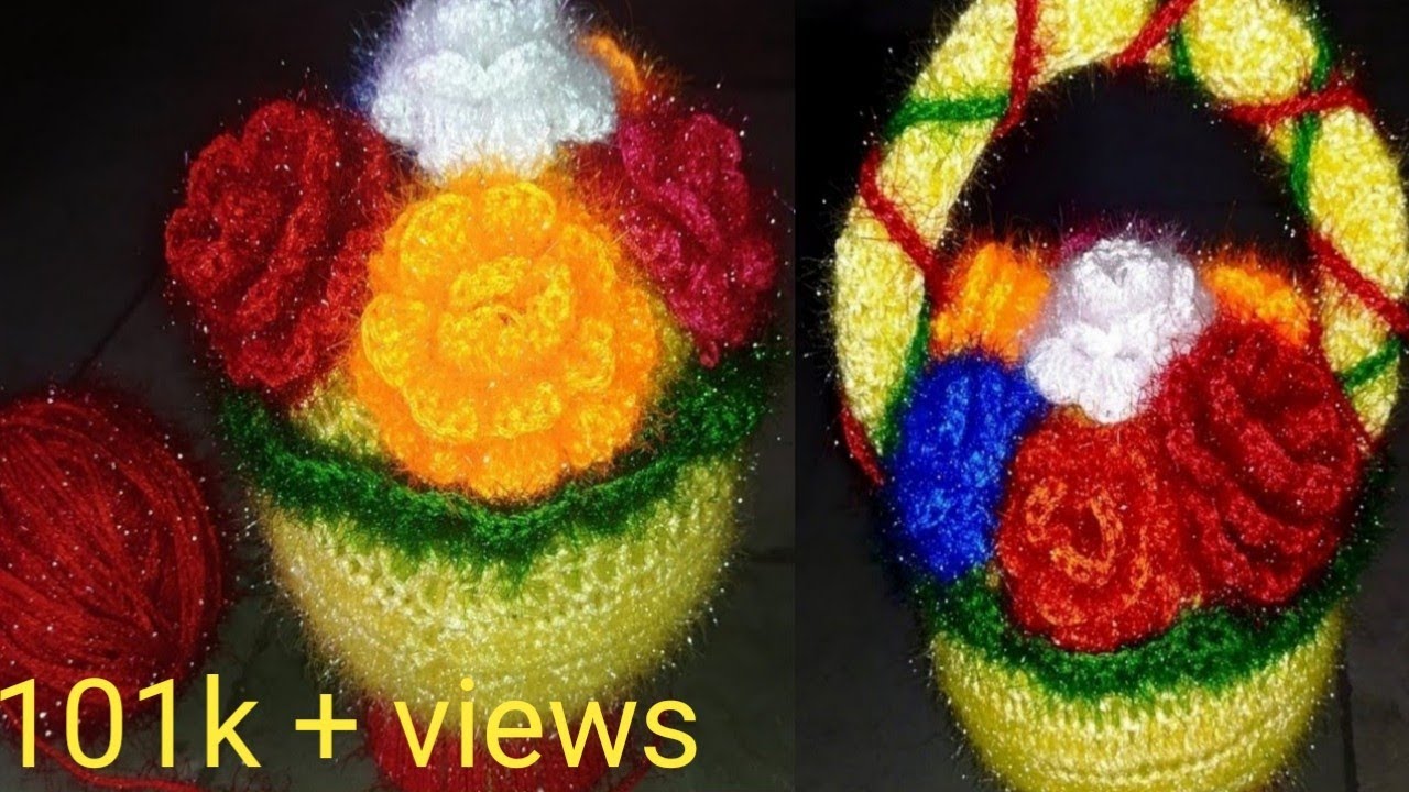 How to make woolen Flowerpot part-1, लोकरीची फुलदाणी भाग -१,#vinkam, woolen flowerpot,#Flowerpot.