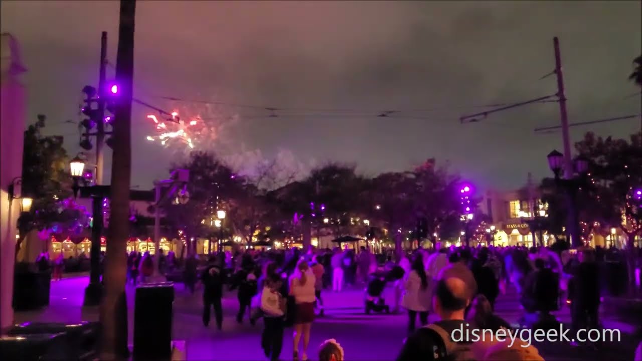 DCA: Seen While Exiting the Park - Disneyland Fireworks During Celebrate Happy Projection Show