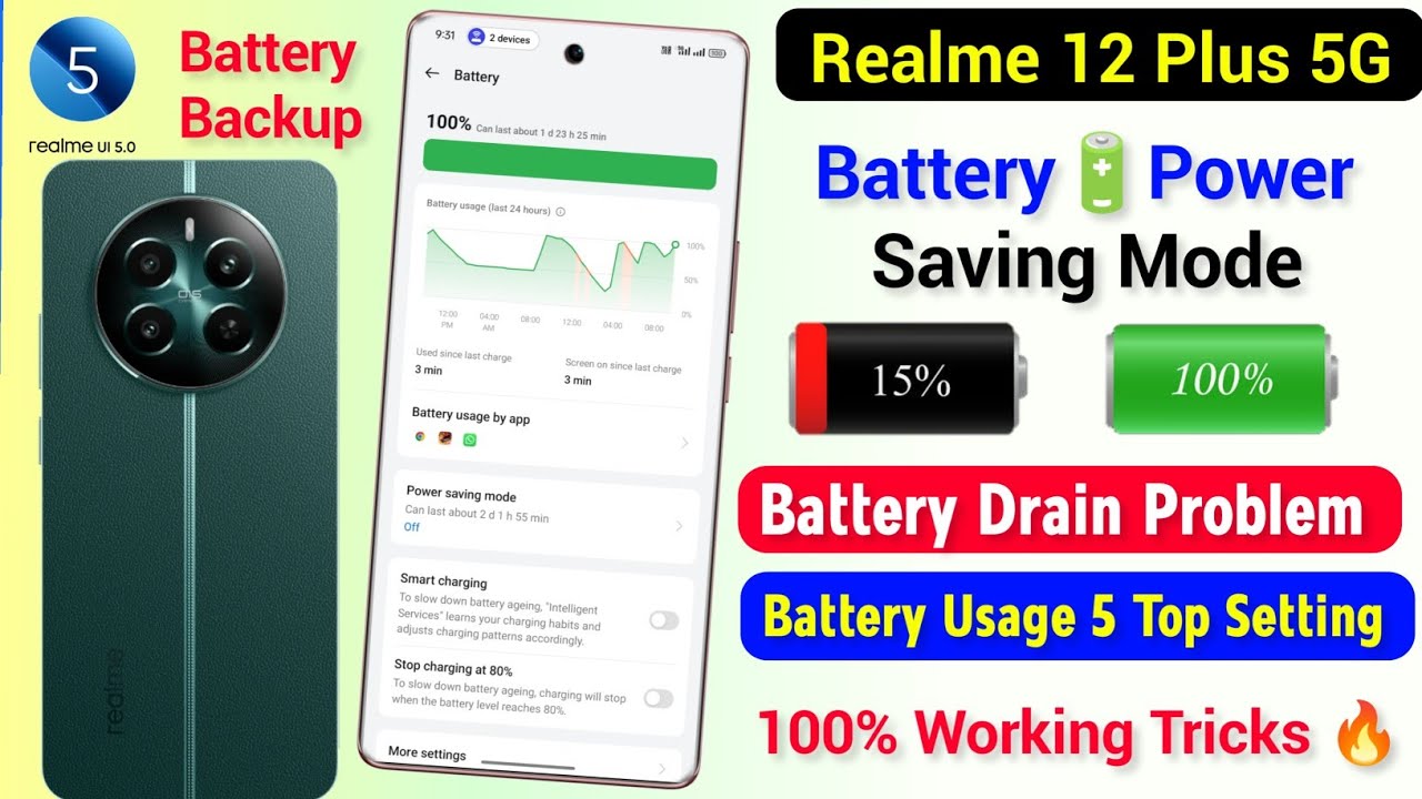 Realme 12 Plus 5G Battery Power Saving Mode | Battery Usage 5 Top Setting in Realme 12 Plus 5G