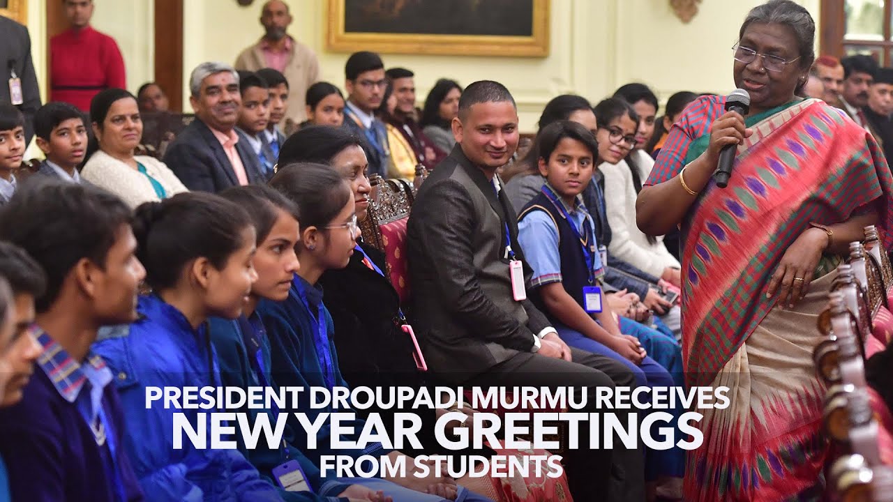President Droupadi Murmu receives New Year Greetings from students