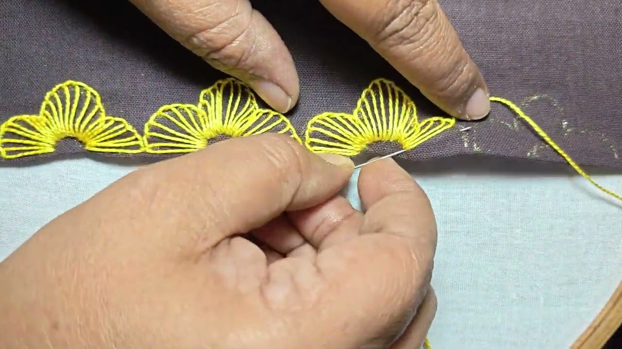 Pearl Buttonhole Fan Border Embroidery