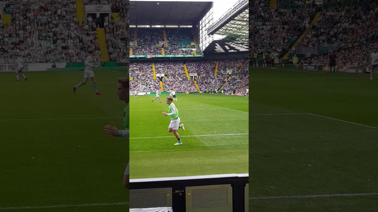 Tom Rogic, James Forrest and Kieran Tierney warming up