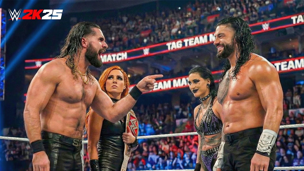 FULL MATCH - Seth Rollins & Becky Lynch vs. Roman Reigns & Rhea Ripley | WWE 2K25 Gameplay