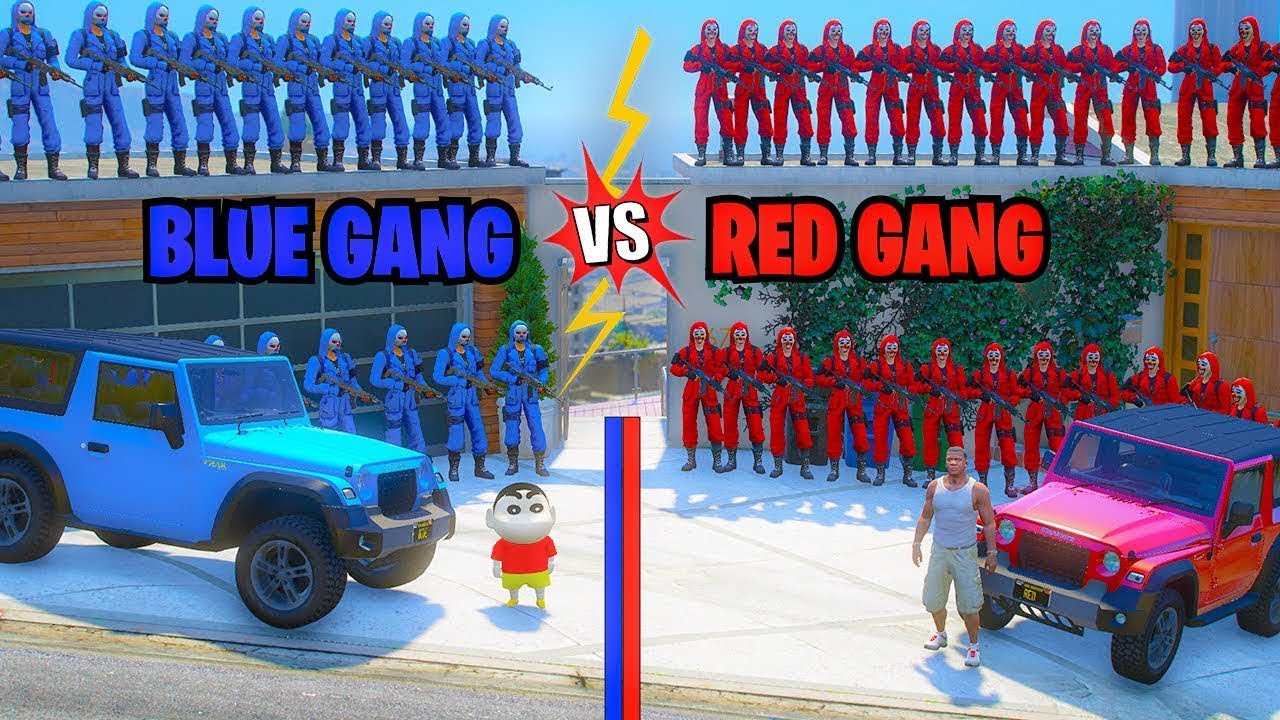 Franklin Blue Gang VS Shinchan Red Gang Monster Truck in GTA 5 | SK Plays