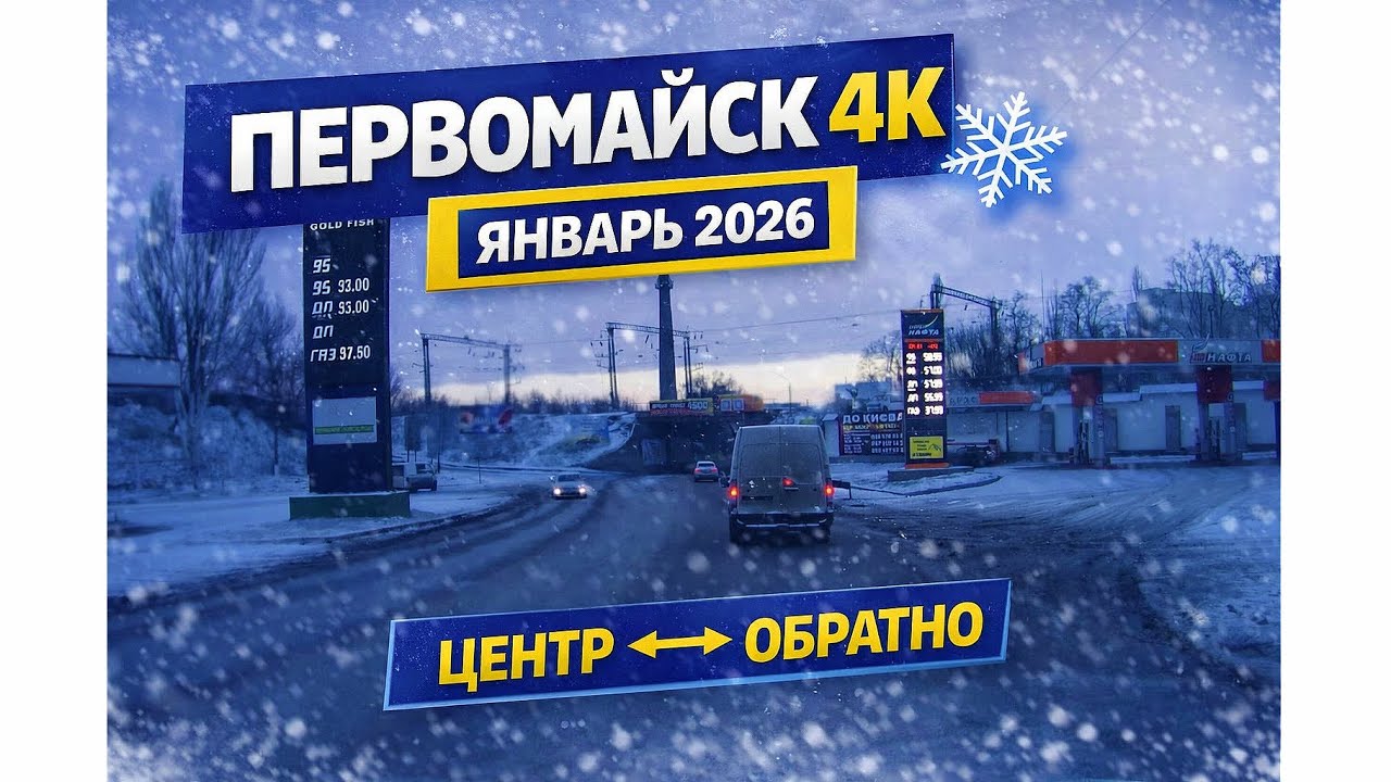 Первомайск 4K ❄️ Утро и вечер | Привычный маршрут | Январь 2026