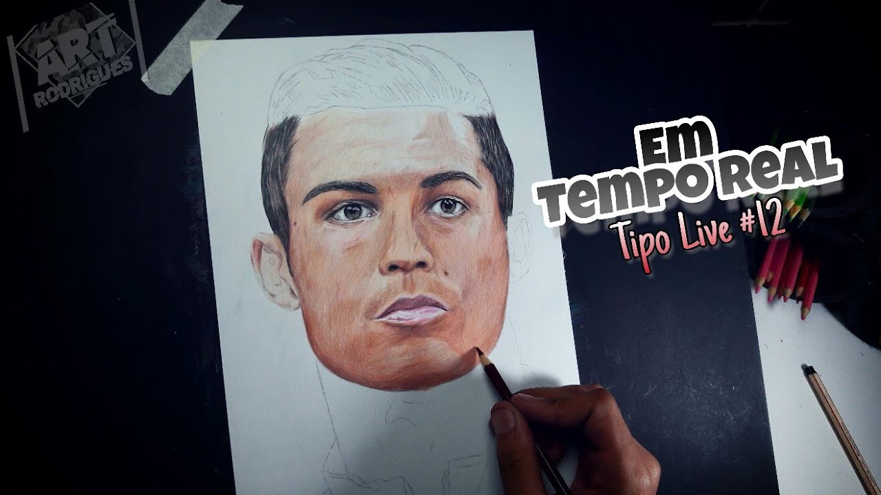 Desenhando o Cristiano Ronaldo em Tempo Real | TIPO LIVE 12 (Dicas de Pele, Boca e Cabelo)