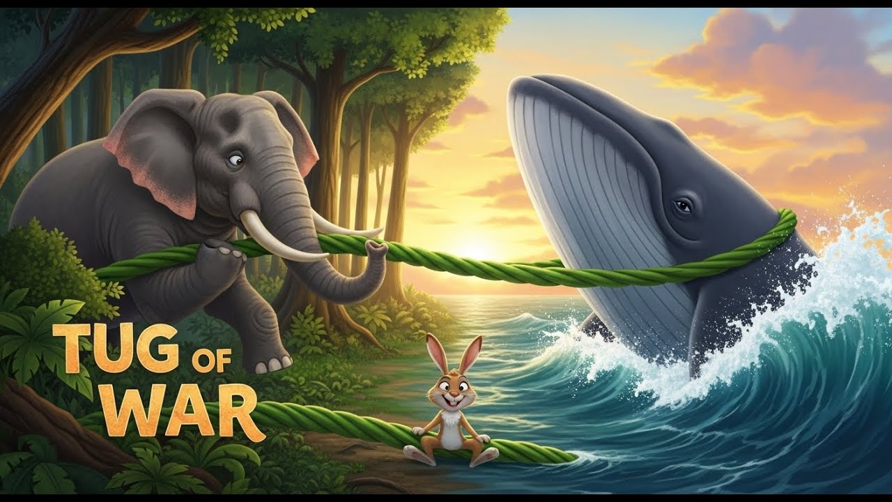 Tug of War | The Clever Hare and the Mighty Elephant | Moral Story for Kids | English Stories |