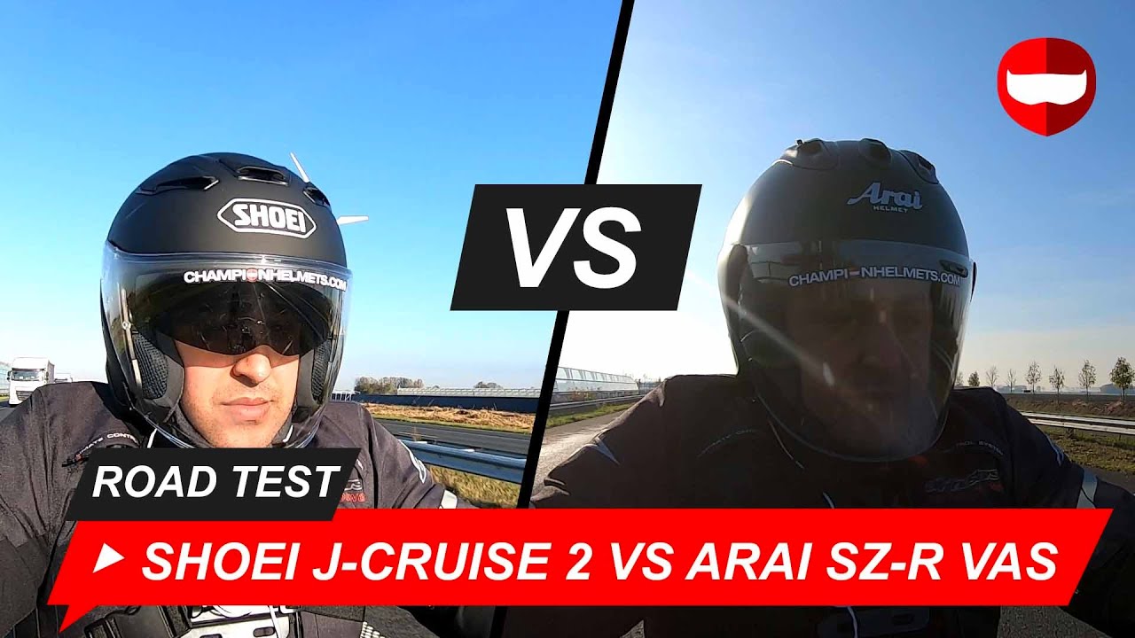 Shoei J-Cruise 2 vs Arai SZ-R VAS открытые шлемы дорожный тест - ChampionHelmets.com