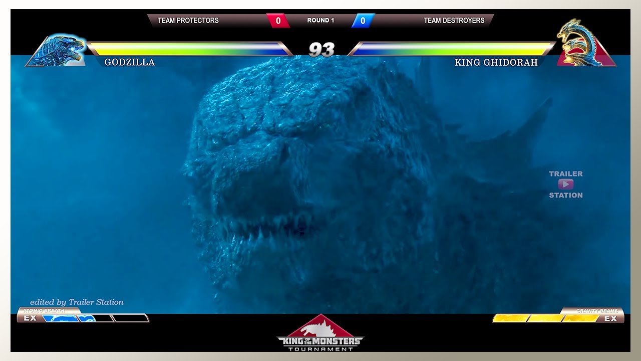 Godzilla vs King Ghidorah Antarctica Battle with Healthbars
