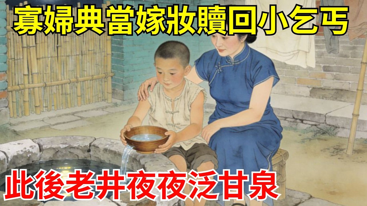 寡婦典當嫁妝贖回癩頭小乞丐，鄰裏笑她癡傻。誰知自從娃住進來，院中老井夜夜泛甘泉，煮茶香飄十裏！雲遊老道指井：「此乃龍王報恩，因你家藏活菩薩！」#故事頻道#聽書#民間故事#說書#善有善報#爽文