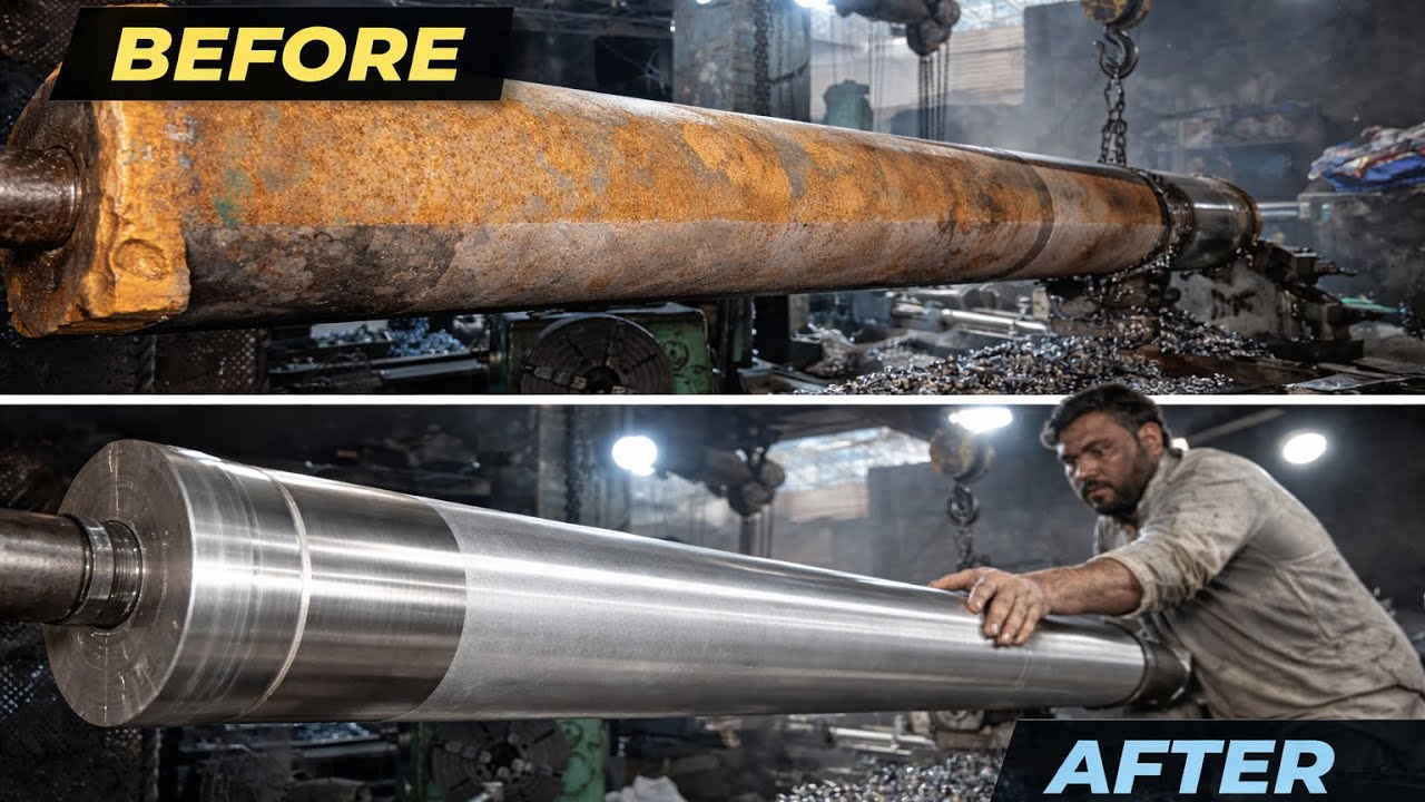 Old Giant Shaft Restoration | Turning a Massive Long Steel Shaft Like Brand New
