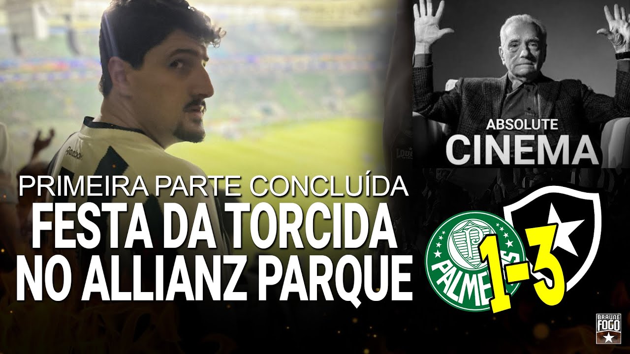 Primeira parte concluída. Festa da torcida do Botafogo no Allianz.