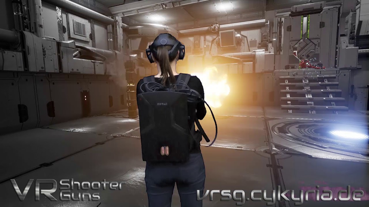 Josy rockin' VR Shooter Guns on ZOTAC VR GO with HTC Vive