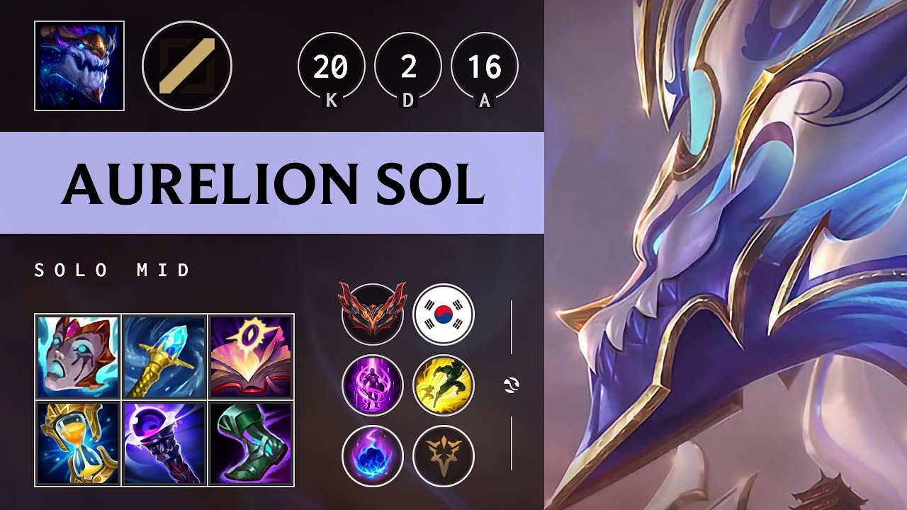 Aurelion Sol Mid vs Galio: Triple Kill, Legendary - KR Grandmaster Patch 14.20