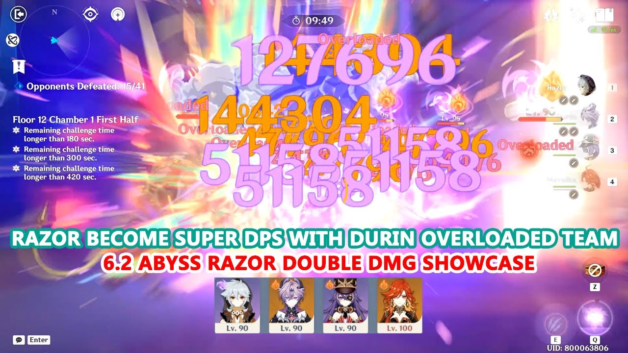 Razor become Super DPS with Durin Overloaded Team : 6.2 Abyss Razor Double DMG Showcase