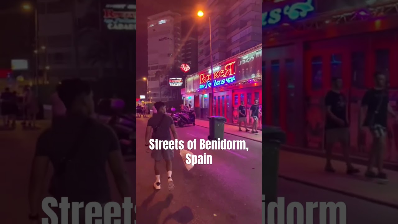 Night Streets of Benidorm, Spain - 