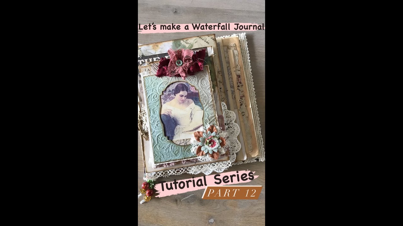 Let’s make a Waterfall Journal+Flip Out on the Cover/Tutorial Series/Part 12 Add Lace, Top Tugs, Tag