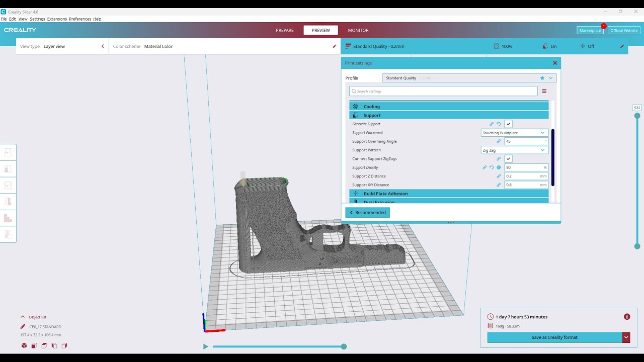 CHAIRMANWON Glock 17 V2 STL file analyzed with Creality Slicer Video 2