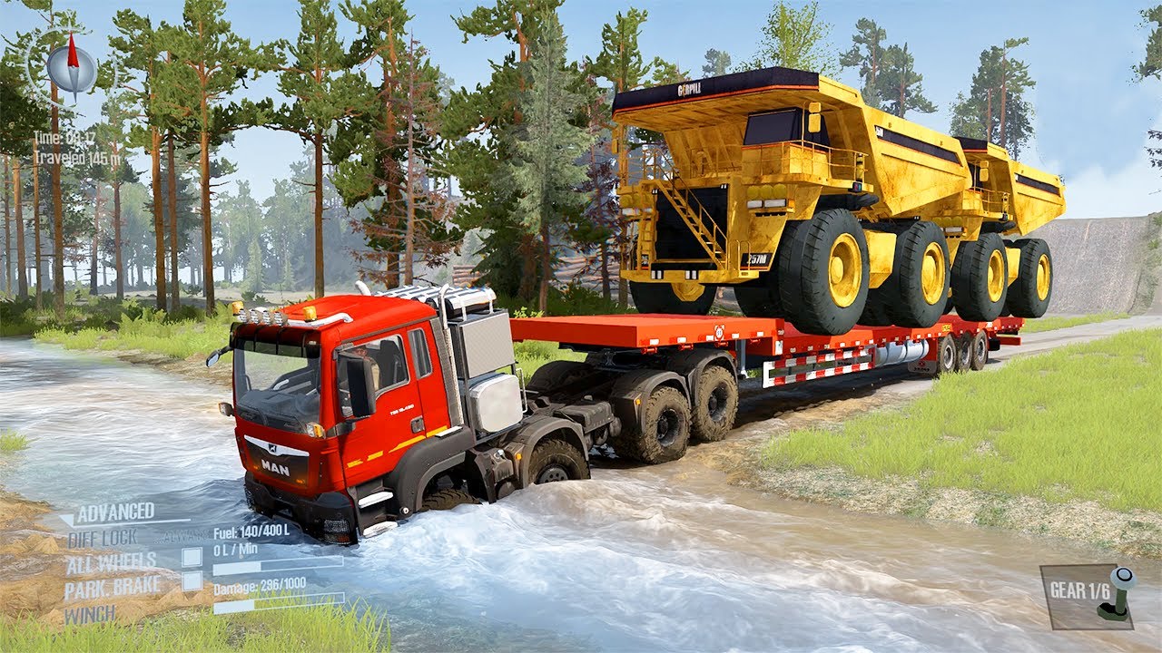 SpinTires: MudRunner GamePlay | Truck vs Extreme Broken Road with Speed Bumps | Ep.40 