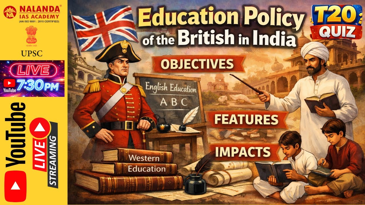 T20 Quiz History 🔥Education Policy of the British in India | Acts, Features & Impact